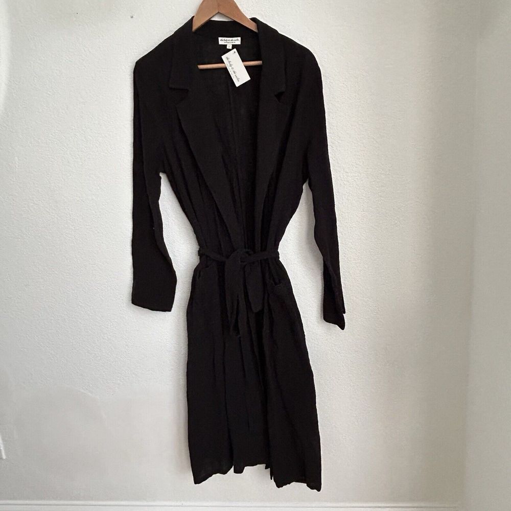 New The Lady‎ & The Sailor Belted Coat in Black Gauze Womens 2 Small/Medium $288